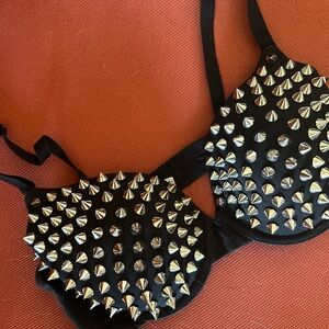 Black Studded Women's Bra Top